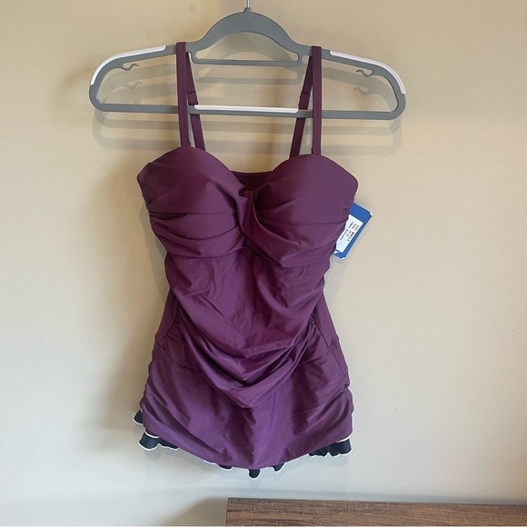 NWT Hilor Women One Piece Swimsuit Tummy Control Bathing Suits Ruffle Monokini - Picture 3 of 9